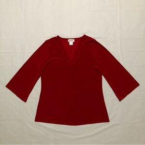 NWOT Elan + Grace Women’s 3/4 Sleeve Made in USA V-Neck Stretch Red Blouse Top L